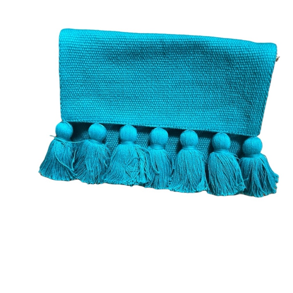 NWT: Chico's Vibrant Turquoise Clutch with Tassels
